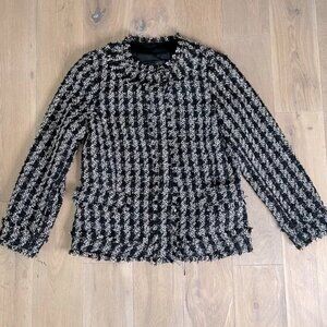 Ann Taylor White and Black Tweed Blazer Size 2